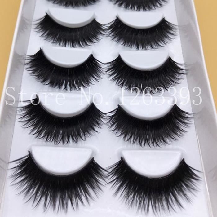 Maquillage Smoky Saleing Hot faux cils 1 Box 6 Paires épais faux cils Conseils de maquillage naturel noir long Faux Cils