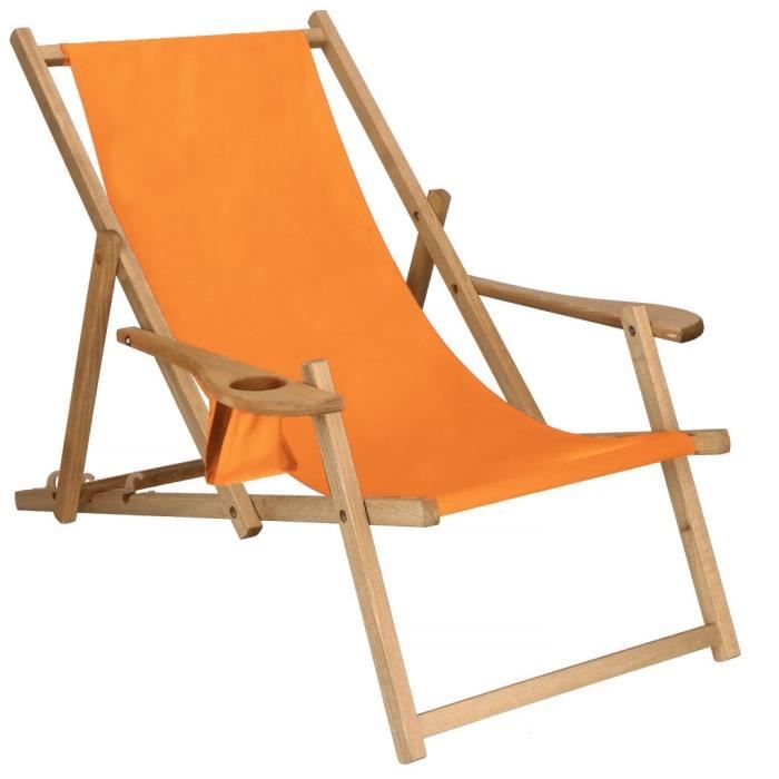 Chaise longue en bois imprégné Avec accoudoirs - Orange