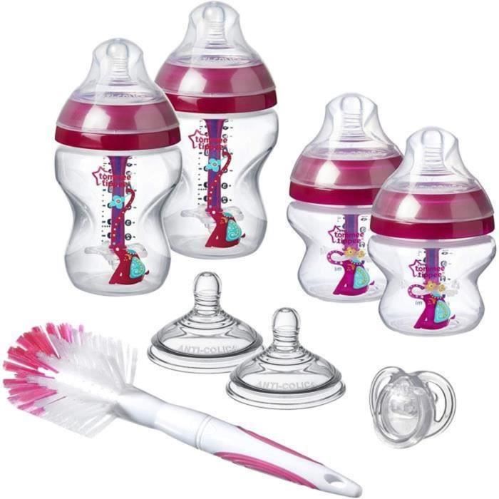 TOMMEE TIPPEE Biberon Anti-Colique Avancé, Kit Naissance pour Nouveau-né, Rose