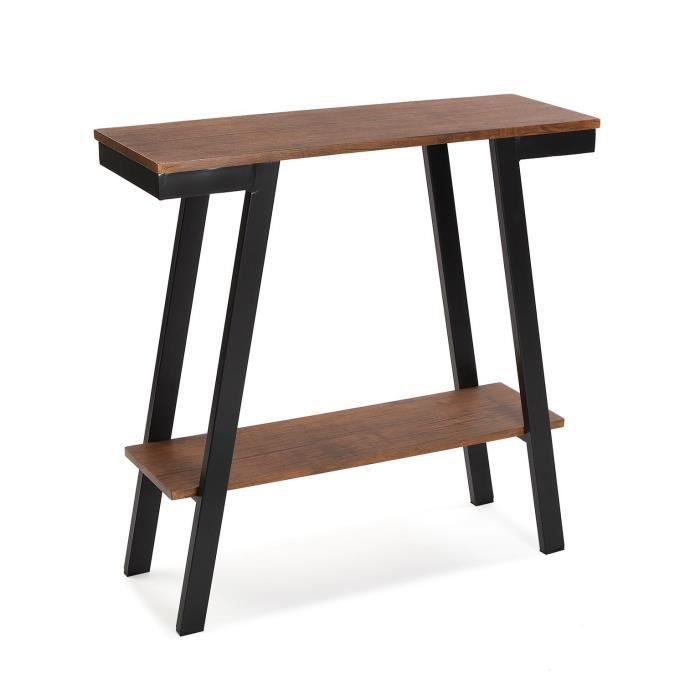 Versa Manapouri Meuble d'Entrée Étroit pour l’Entrée ou Couloir, Table console, 76 x 26 x 76 cm,Bois, Marron et noir