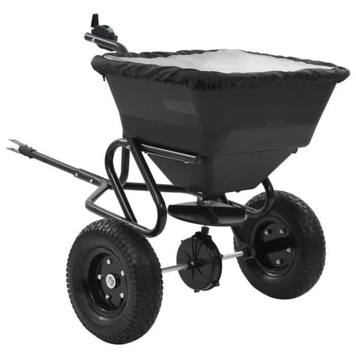 VidaXL Distributeur de sel remorqué PVC et acier 125 x 74 x 79 cm 45 L