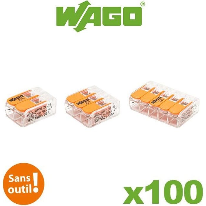 Wago - Pot panaché de 100 bornes de connexion automatique 2, 3 et 5 entrées S221