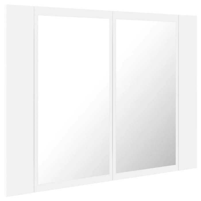 Armoire salle de bain à miroir led 60 x 12 x 45 cm acrylique blanc Armoire salle de bain à miroir led 60 x 12 x 45 cm acrylique blanc