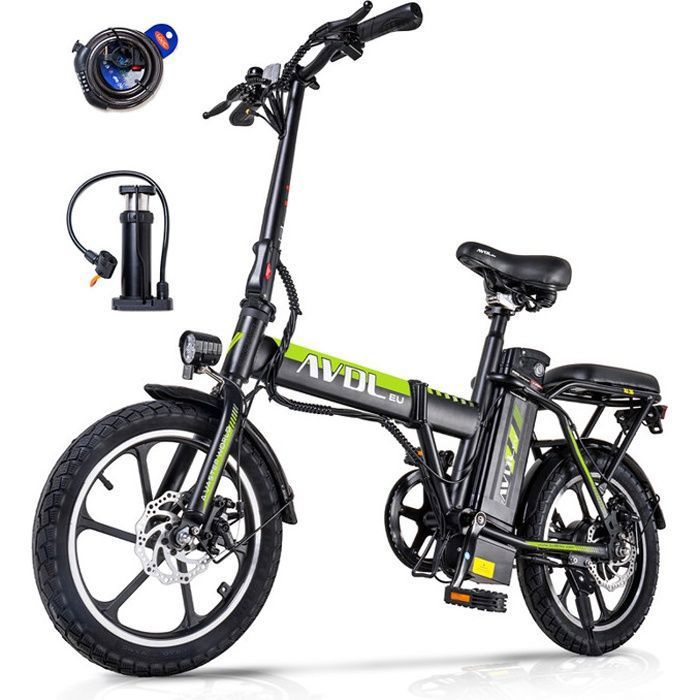AVDLEU Velo Electrique Pliable 16 250W 25km h 11.4Ah 36V Batterie Amovible 40 70km Mode ASSIST Velo Urbain Cdiscount Sport