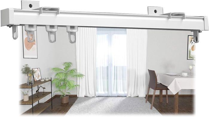 VEVOR Ensemble Rails Rideaux Plafond 5,4m - Système Coulissant Séparateur Pièce Blanc