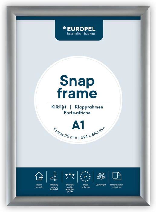 Cadre Clipsable Economy A4 Europél Aluminium Argent - Porte-affiche 21x29,7cm Pour Bureau Et Commerce