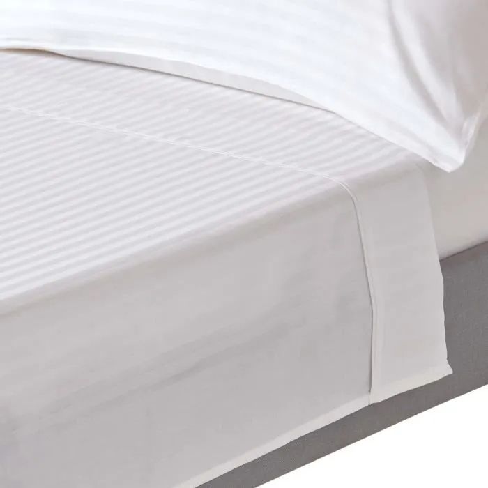 Drap Plat - 240 x 300 cm - 100% coton - 57 fils/cm² - Blanc éclatant