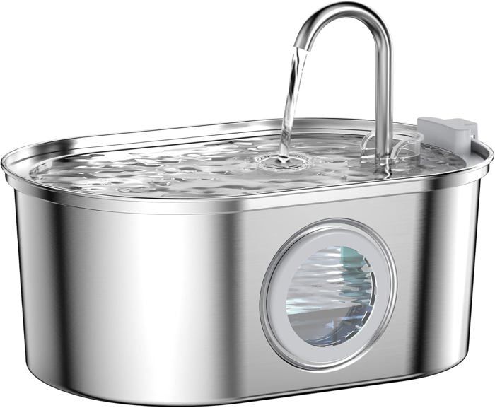 Comparer les prix de Fontaine a Eau Chat INOX, Fontaine à Eau pour Chat avec Fenêtre Transparente, 3,2L Fontaine Eau Chat, Forme de Robinet