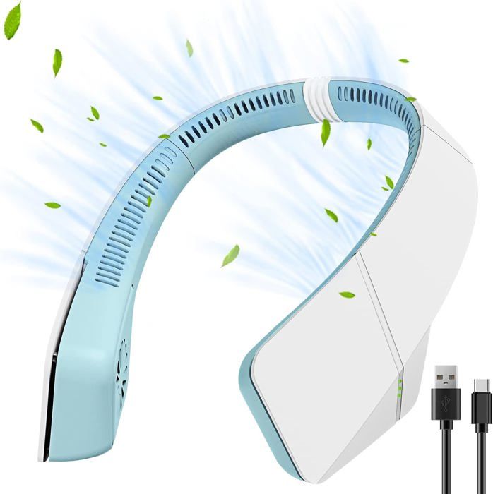 Ventilateur tour de cou portable silencieux rechargeable par USB sans pales 3 vitesses puissant pour casque découte - La Ruche Globale