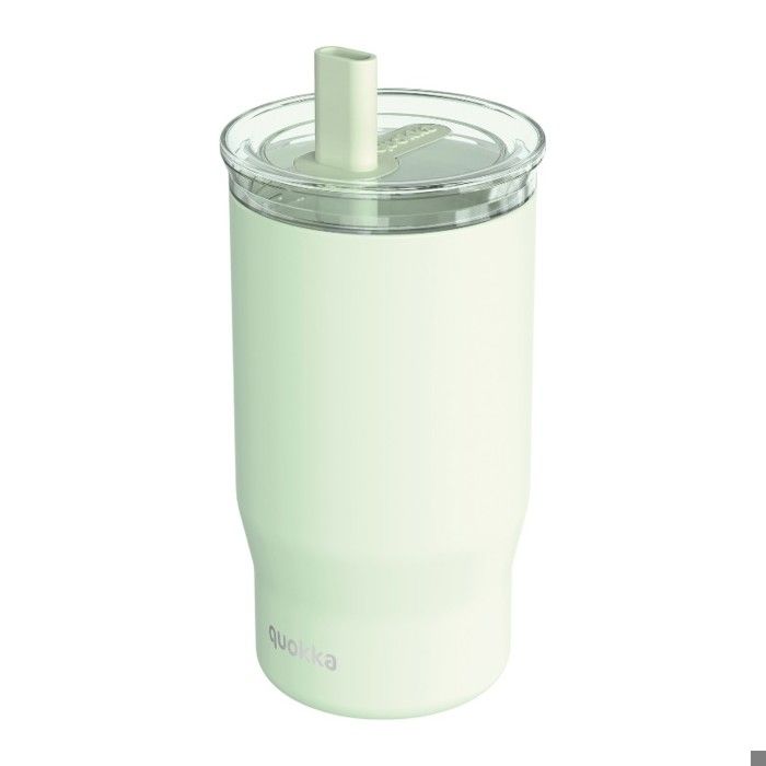 Tasse isotherme - Quokka Mist - 720 ml - Acier inoxydable - Couleur vert pastel - Paille réutilisable