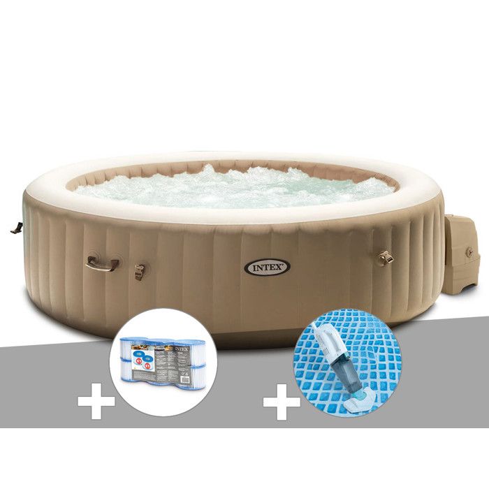 Intex PureSpa Accessory Bundle - Includes 1 Cup Holder Tray & 2 Spa Headrests (Off-White PVC)