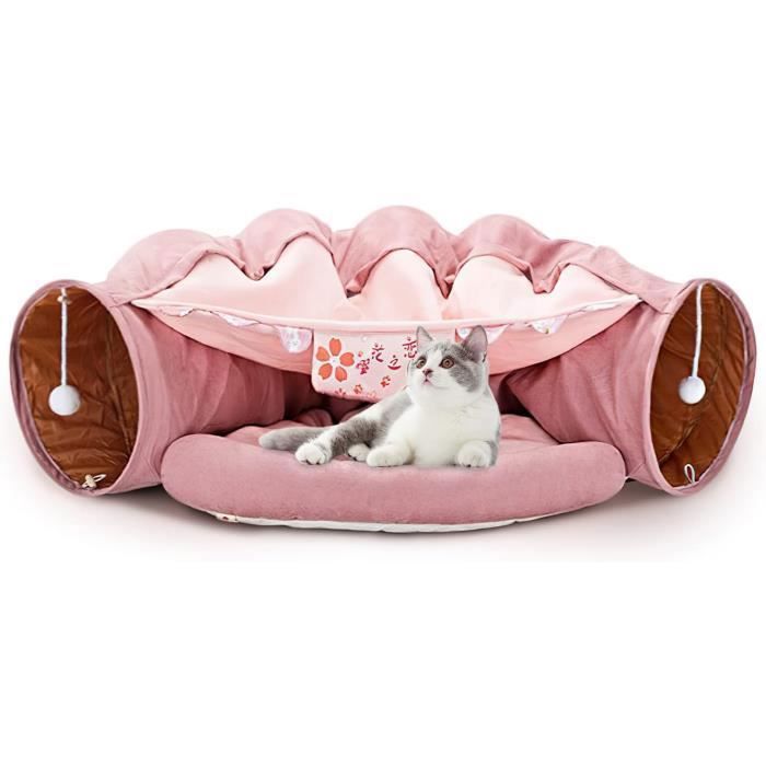 Comparer les prix de Lit pour ChatTunnel pour Chat avec TapisLit Grotte pour Chat avec 2 Boules Gratter Suspendues pour Chats dIntrieur Rose AIRE DE JEU