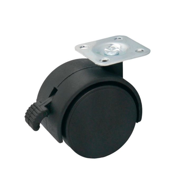 Roulette de meuble Ø50mm/40kg avec frein tige filetée M8