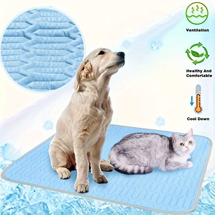 Tapis et lit refroidissement pour animaux - Tissu absorbant transpiration - Garder au frais - Bleu - XL 100x70 cm bleu CORBEILLE