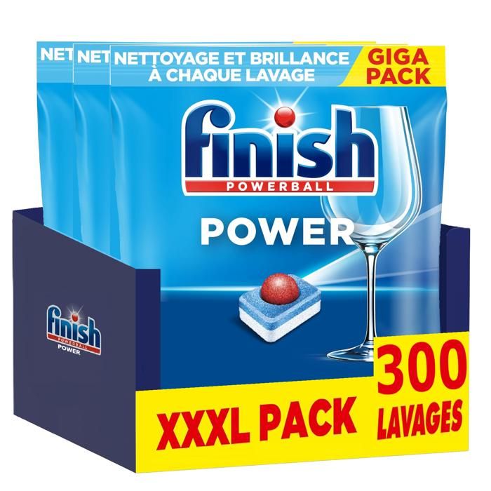 Finish Power Pastilles Lave Vaisselle - Nettoyage et brillance à chaque lavage - lot de 3 x 100 tablettes