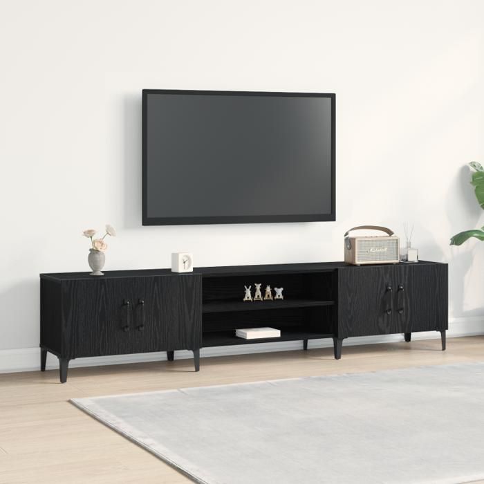 Meuble TV - Chêne Noir - 180x315x40 cm - Design Contemporain - Rangement Pratique