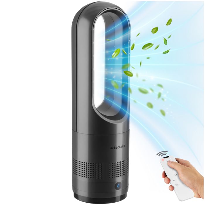 Ventilateur - TECTAKE - Ventilateur colonne POLAR avec oscillation à 80° 8 niveaux de vitesse 20W - Gris anthracite