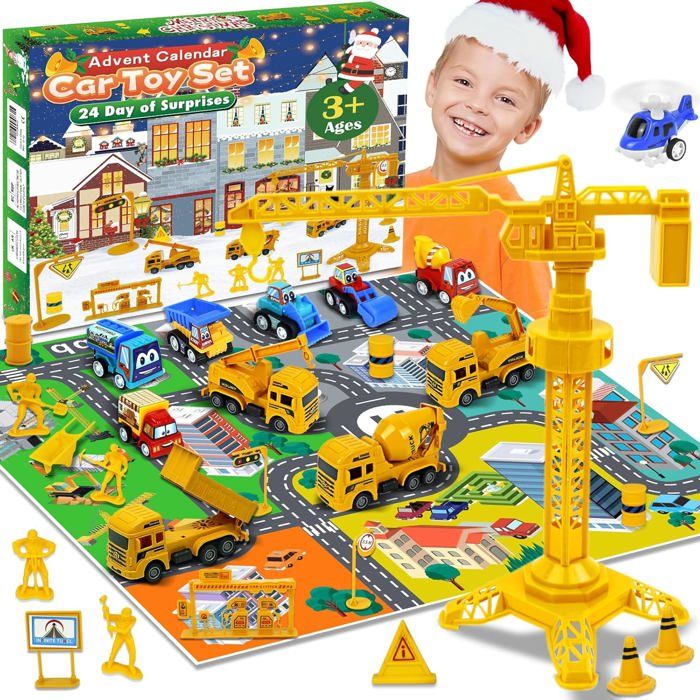 Calendrier De L’Avent Briques De Construction – 24 Jouets Surprises Voitures Et Dinosaures Pour Enfants 3-12 Ans