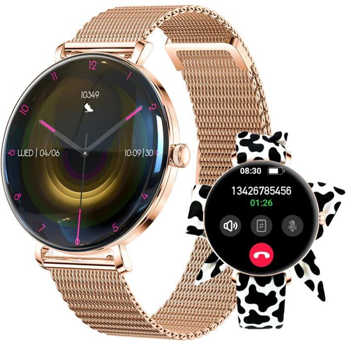 Smartwatch Lucca Femme Or Rose – Montre Connectée Élégante Avec Écran Amoled Appels Bluetooth Suivi Santé & Fitness 100+ Sp[C420]