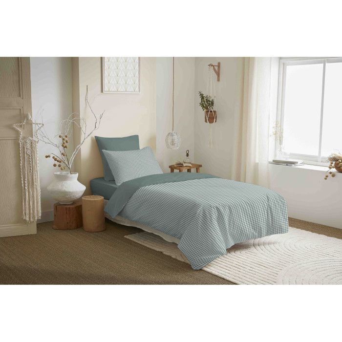 Pack complet housse de couette réversible Vanessa 4 pièces pour lit 90 x 190 Gabrielle Sauge Pack complet housse de couette réversible Vanessa 4 pièces pour lit 90 x 190 Gabrielle Sauge