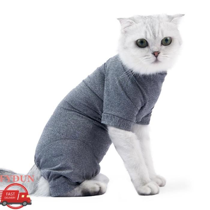 Meilleurs prix pour FYDUN Manteau de chat Costume de récupération pour animaux de compagnie veste à quatre pattes animalerie corbeille Gris Petit