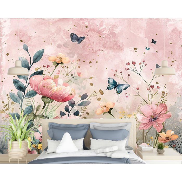 Papier Peint Panoramique Tapisserie Murales Plante Feuilles Floral ...
