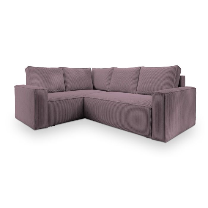 Canapé dangle ESTANO Canape Convertible - Gauche - Angle - 3 places - 230x158x85 cm - Velours côtelé POSO 130 - Violet