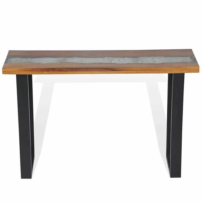 Brun Table console - CLARENCE - Meuble couloir - Teck 100x35x75 cm - CC302