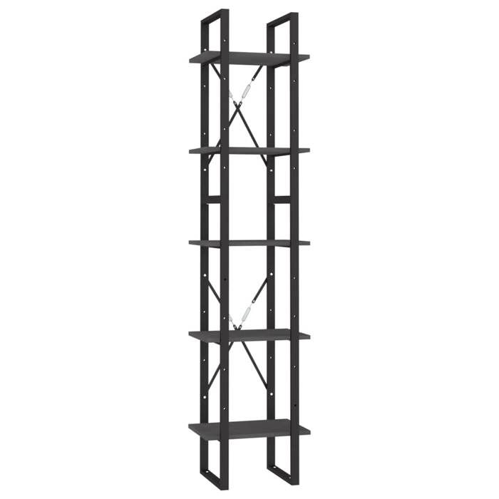 SALE 2026Colonne pour livres rustique - Étagère documents Gris - Bibliothèque à 5 niveaux Gris 40x30x175cm Bois de pin 14.9 Kg 120