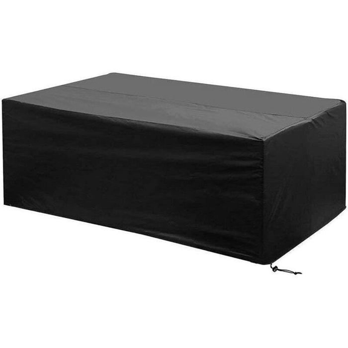 Housse de protection pour mobilier de jardin 200x160x70cm en tissu Oxford noir imperméable et coupe-vent pour tables et chaises