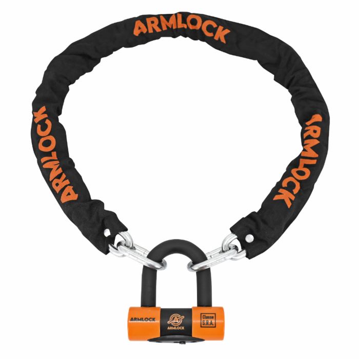 ANTIVOL A CHAINE ARMLOCK CK2 NOIR-ORANGE 1.20M MAILLON DIAM 10 mm AVEC U 52 x 65 mm (DIAM 16 mm) (U CLASSE SRA) - 3700948258743