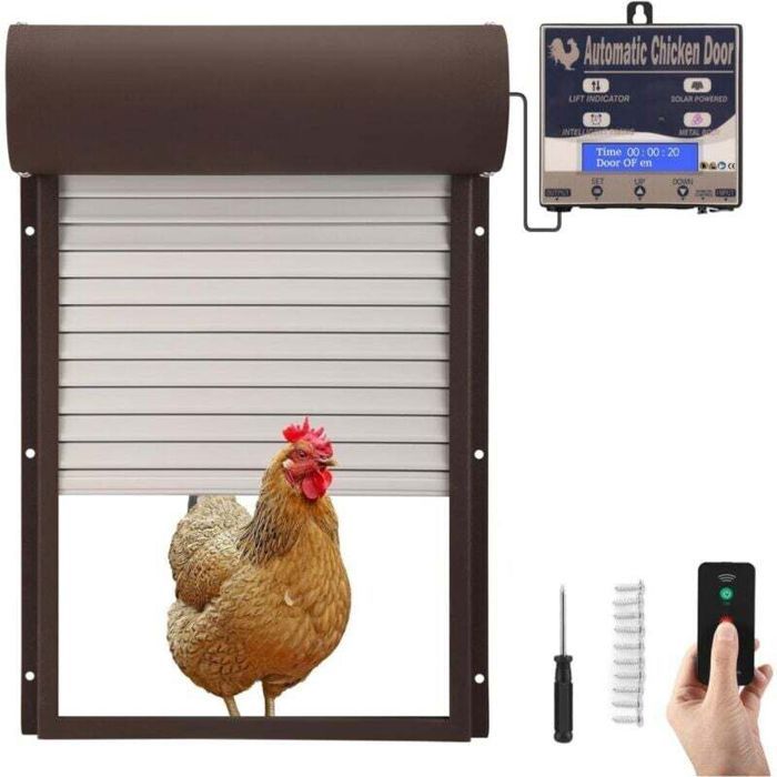 Comparer les prix de Porte automatique de poulailler - PZCC - Aluminium - Affichage LED - Capteur de lumière - Télécommande