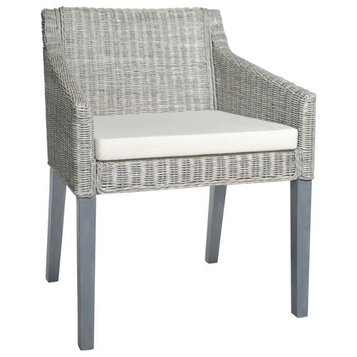 Chaise de cuisine Gris - Magnifique Chaise à mangerClassiquePour salon avec coussin Gris Rotin naturel4989