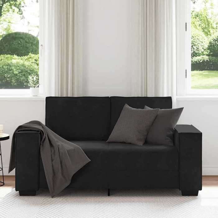 （Noir）Siège de Salon - Canapé à 2 places Noir 160x78x84 cm Velours - Sofa-canapé hfs48580