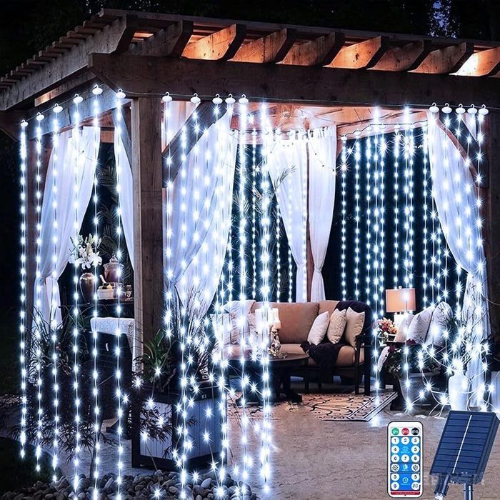 Rideau Lumineux Solaire Extérieur 3m x 3m 300LED Lumineuse Solaire avec Télécommande 8 Modes Cascade Solaire (Blanc Froid) Rideau Lumineux Solaire Extérieur 3m x 3m 300LED Lumineuse Solaire avec Télécommande 8 Modes Cascade Solaire (Blanc Froid)