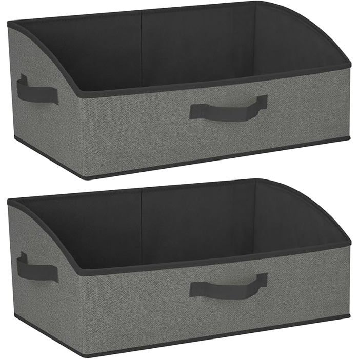 Lot de 2 paniers rangement 28 L 50x285x20 cm tissu pliable noir