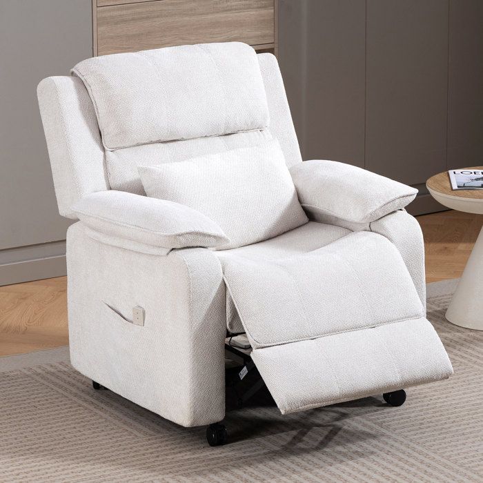 Fauteuil Relax Électrique DYHOME Fauteuil Inclinable Salon Avec Repose-Pieds en Tissu Chenille Beige
