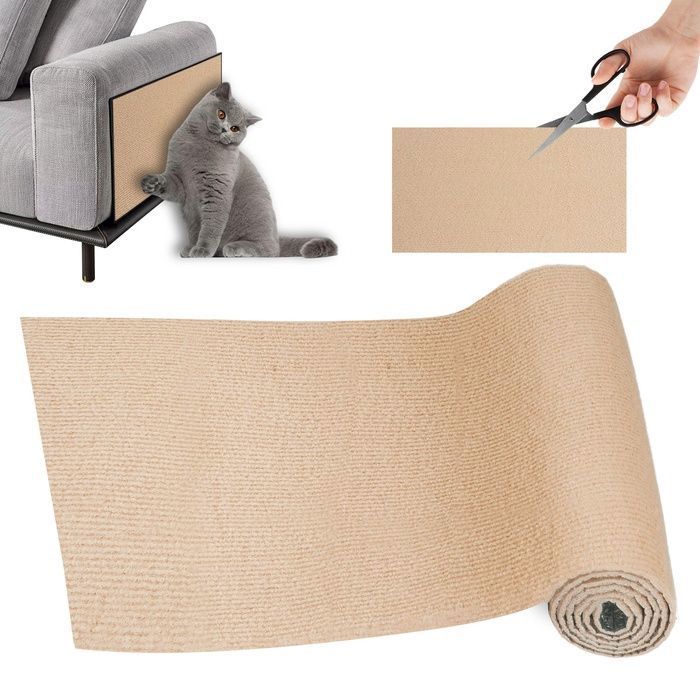 Griffoir Chat Canapé Protection canape Chat Tapis Griffoir pour Facile à Couper Meubles Murs Sisal et Moquette DIY Kaki GRIFFOIR