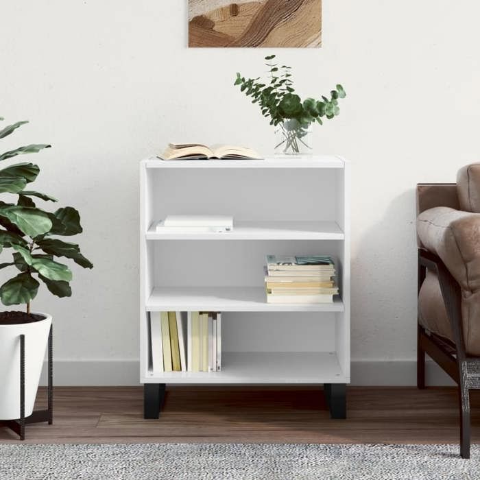 Blanc Buffet blanc brillant 57x35x70 cm bois dingénierie - Meuble Rangement LV34464