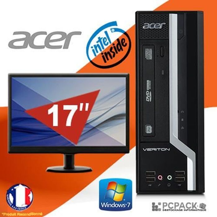 Unité Centrale – PC BUREAU ACER Veriton X2611G Intel 2.60Ghz 4Go 500Go WIN 7 + ECRAN 17