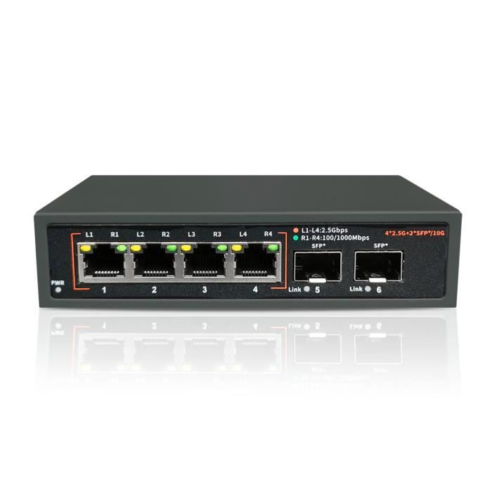 Hub Reseaux Prise UE - Commutateur de réseau Ethernet 2.5G, hub LAN non géré, 4x2 ...