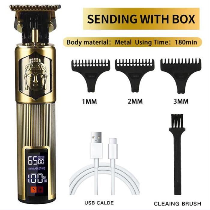 Tondeuse à Barbe Professionnelle Driwei - 4 Têtes, Rechargeable USB, Pour Motifs Et Réglage