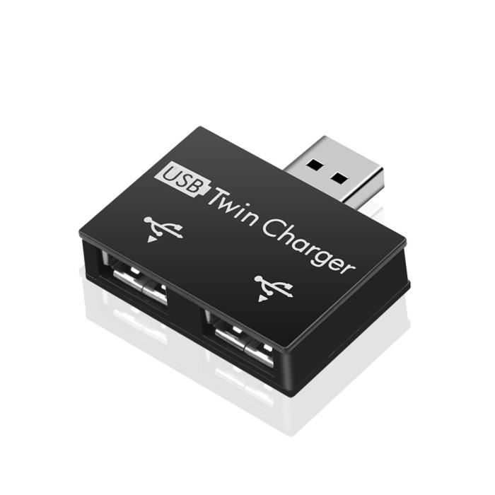 Le noir - chargeur double USB 2.0 à 2 ports, adaptateur Hub, convertisseur,  prise de fil USB pour ordinateur - Cdiscount Informatique