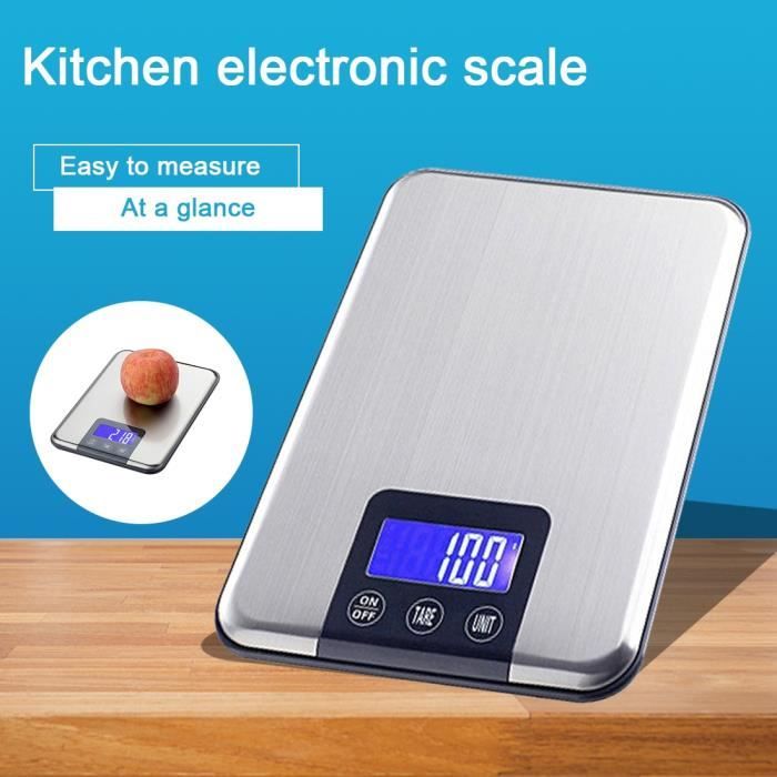 Écran Tactile 15kg 1g Mince Échelle en acier inoxydable LCD Numérique