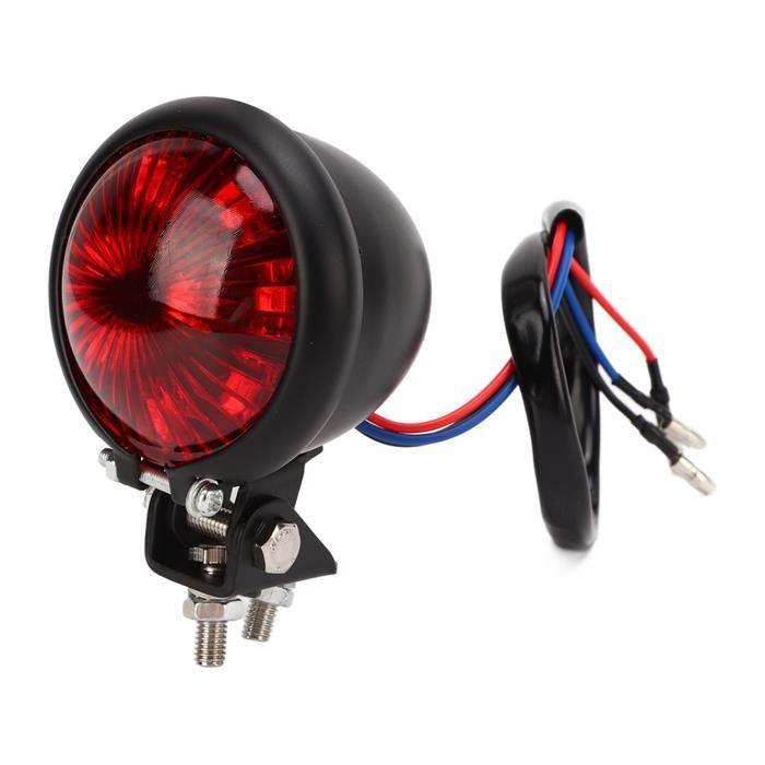 Feu Arrière De Moto En Alliage D'Aluminium Noir - Étanche, Montage Universel, Lampe Halogène Haute Luminosité - 11