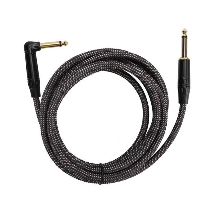 Câble De Guitare 10 Pieds (3 M) - Blindé, Avec Connecteurs Plaqués Or, Pour Guitare, Basse, Clavier, + 3 Médiators !
