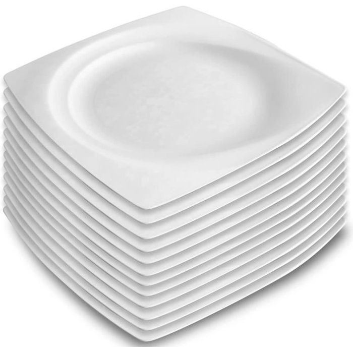 Assiette carrée en plastique dur rigide et réutilisable – Passe au lave- vaisselle – Blanc – Fabriqué en Italie – Lot de 12 ass[147] - Cdiscount  Maison