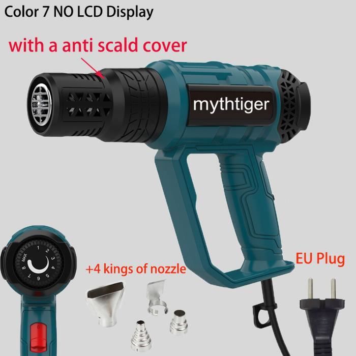 Pistolet à Air Chaud électrique FixedbyU, Plage De Température 350°C / 600 ° C, Nombreux Accessoires De Buse & Mallette Pas Cher