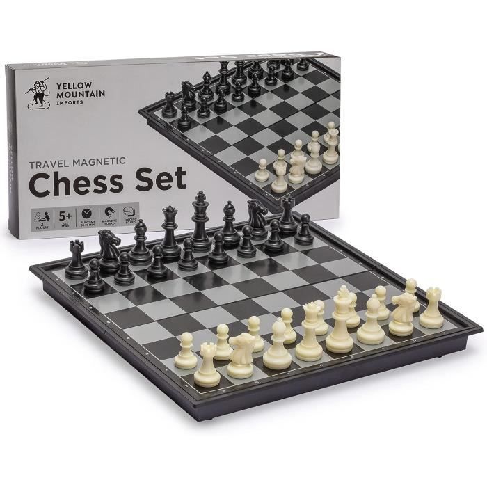 Petit Jeu d'Échecs Magnétique en Bois avec Tiroir de Rangement
