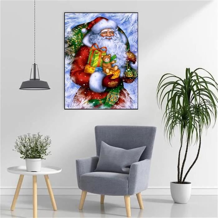 Kit Diamond Painting "Joyeux Noël" - 5D Strass - Toile 30x40 Cm - Complet Outils - Loisir Créatif Adulte